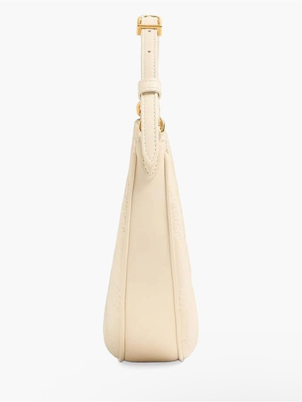 Valentino Garavani Cream Quilted Half-Moon Shoulder Bag with Gold V Logo - Picture 3 of 5